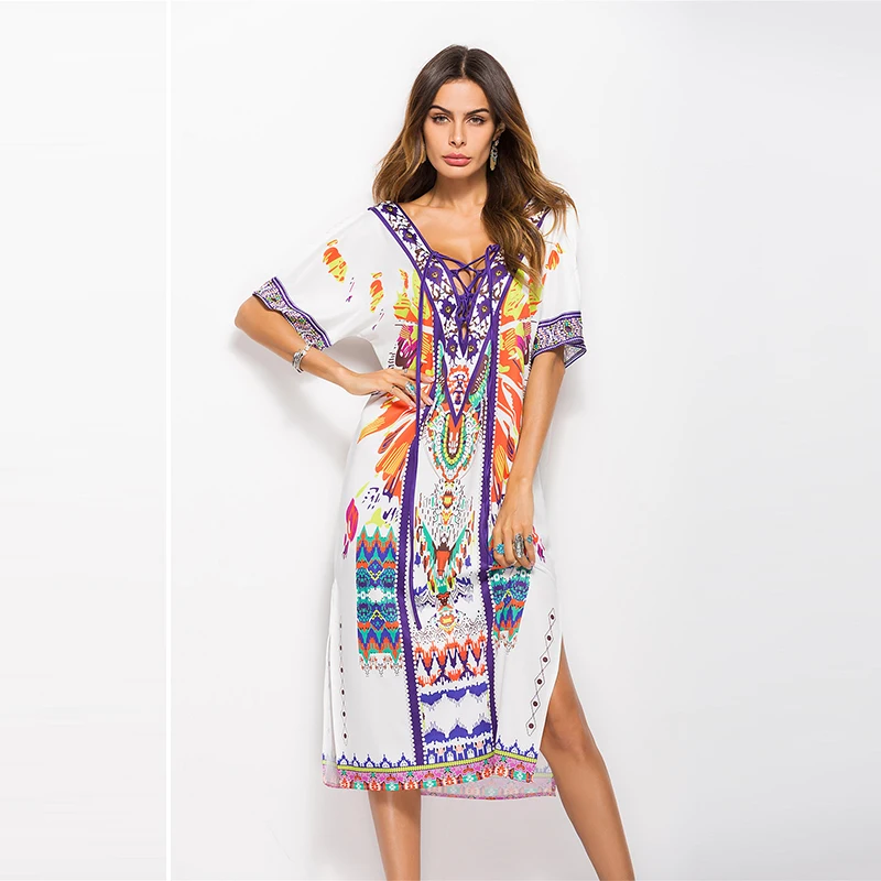 2018 new summer fashion loose large size women dress when printing on both sides | Женская одежда
