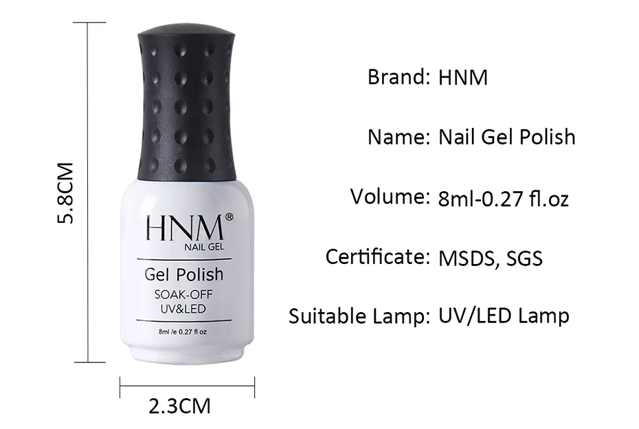 HNM гель для ногтей чистый цвет 8 мл гель лак для ногтей замачиваемый УФ светодиодный лак для ногтей Semmi Perment