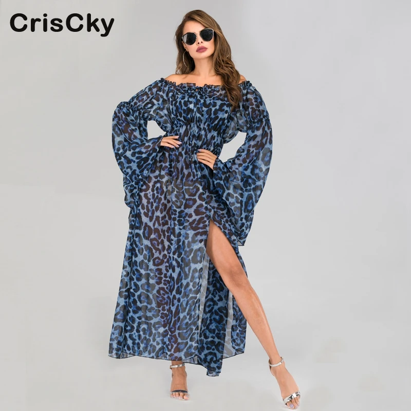 CRISCKY 2019 женские платья Для Женщин Слэш шеи оборки открытые плечи с разрезом