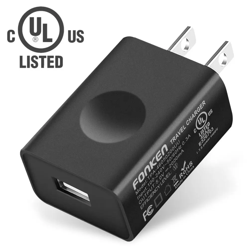 Универсальное зарядное устройство FONKEN 5 В 2 А USB сертифицированный UL адаптер для