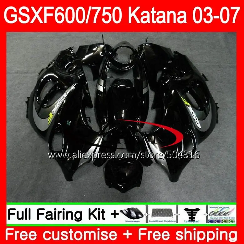 Корпус для SUZUKI KATANA GSX750F GSXF в продаже черный 750600 34SH5 GSXF600 03 04 05 06 07 GSXF750 2003 2004 2005 2006 2007