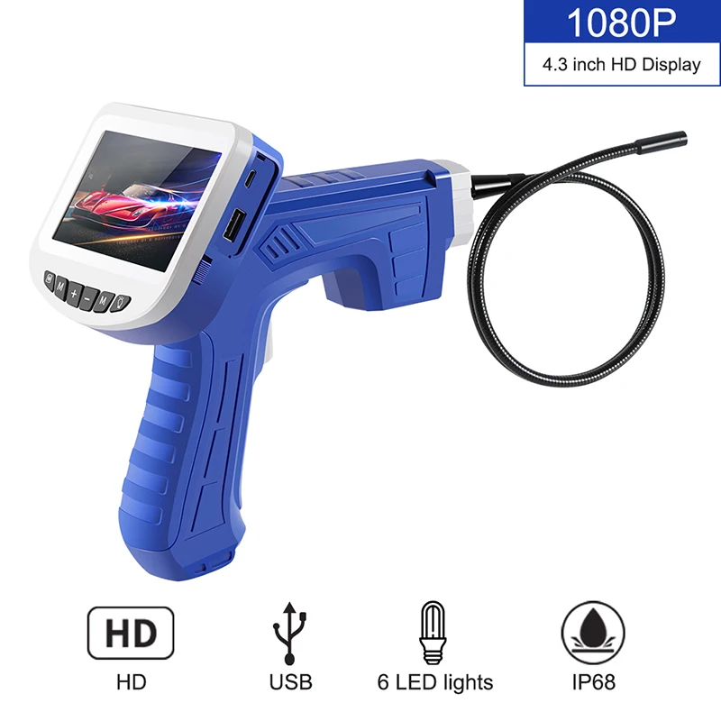 4,3 дюймов lcd промышленный эндоскоп 8 мм 1080P HD микро видео инспекционная камера для авто ремонтный инструмент жесткий ручной эндоскоп