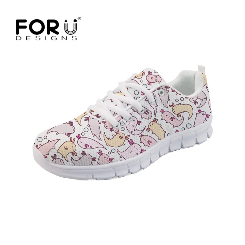 HK5725AQ FORUDESIGNS/изящная обувь для девочек; обувь на плоской подошве с рисунком собаки, Пончика; женские осенние кроссовки; легкая прогулочная Обувь На Шнуровке; Zapatos - Цвет: HK5725AQ