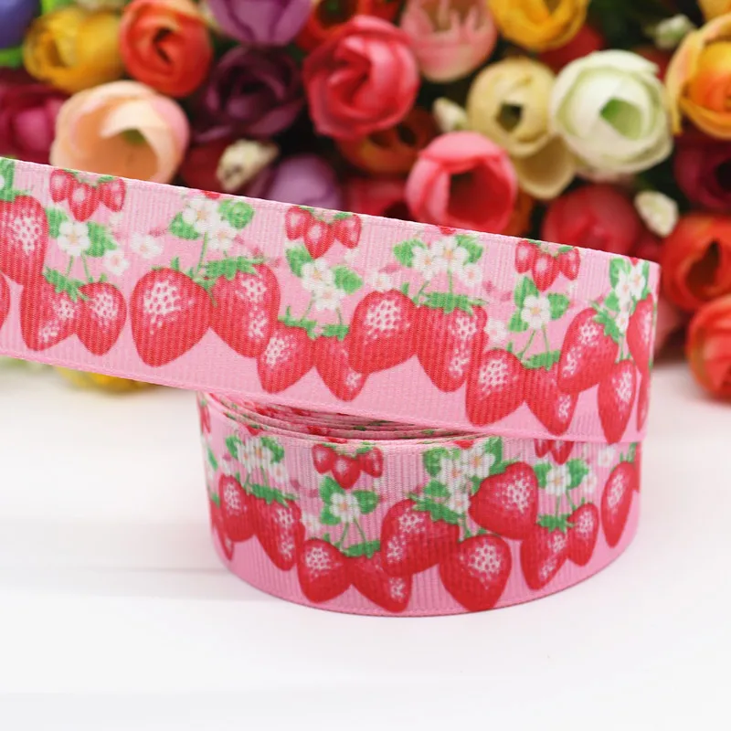 10 ярдов Grosgrain лента клубника торт печатная 1 &quot25 мм пробки для бутылок DIY ремесла