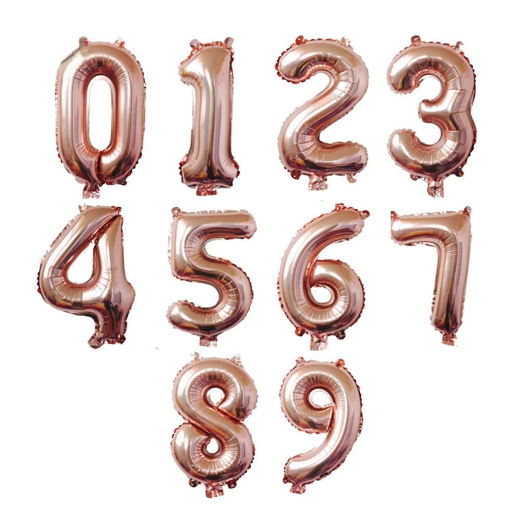 Rose gold 16/32 дюймов шара с цифрой на возраст 1, 2, 3, 4, 5, количество цифр наполненные гелием шары для детей и взрослых, украшения для свадьбы и дня рождения вечерние поставки - Цвет: Rose gold