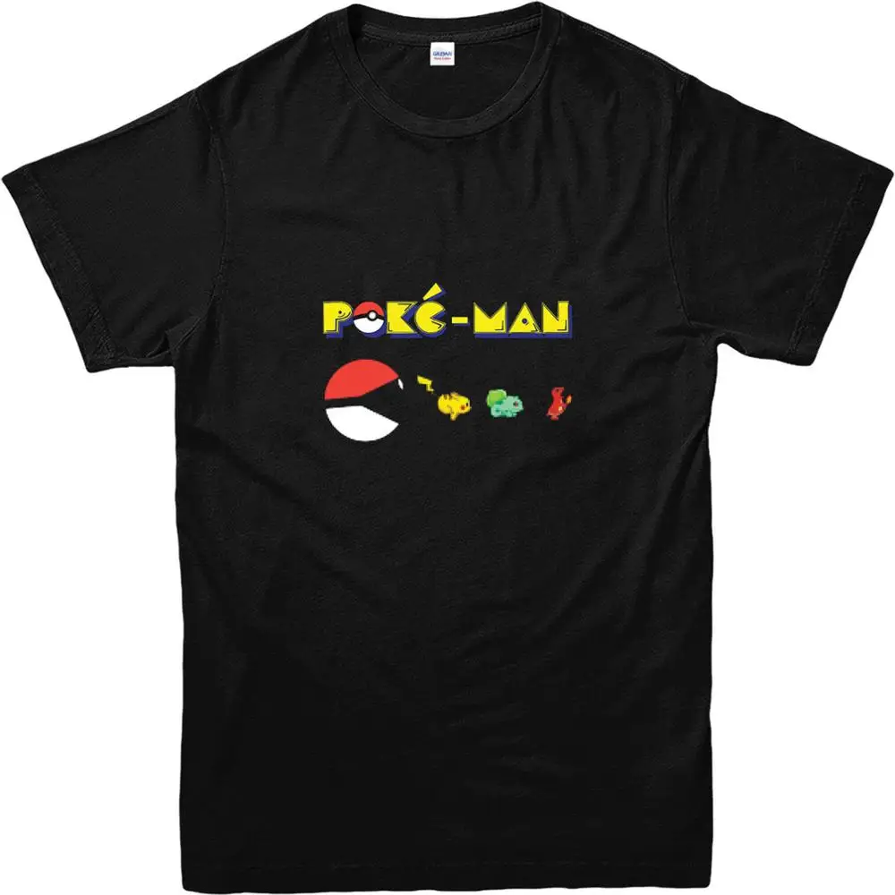 Pokemon Go Футболку Pokeball Pacman Пародия Футболка вдохновил Дизайн Топ | Мужская одежда