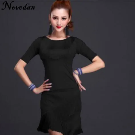 Юбка для латиноамериканских танцев с бахромой красный черный синий сальсы румбы