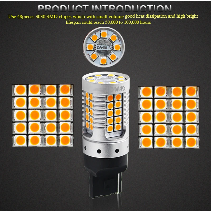Светодиодные стоп сигналы Gtinthebox 7440 led w21w T20 canbus для поворотников мотоциклов или