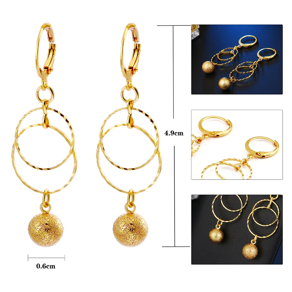 Ethlyn 2018 Charm Women Statement Earrings Hyperbole Ethnic Big Drop Gold Color Circular Ring Bead Jewelry Wedding Gift | Украшения и