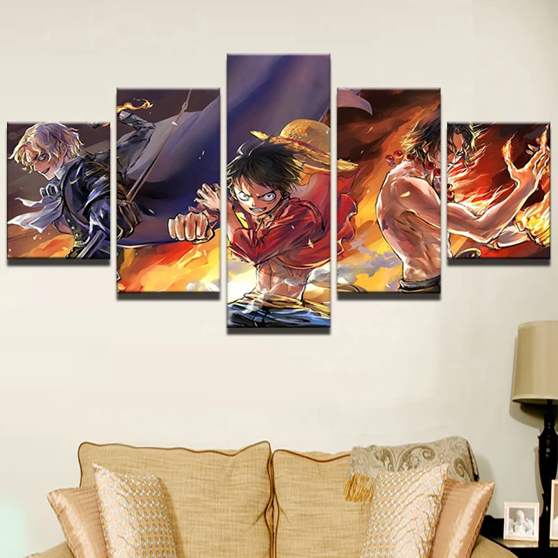 5 шт. Холст Картина мультфильм Цельный комиксов Модульная картина фотографии