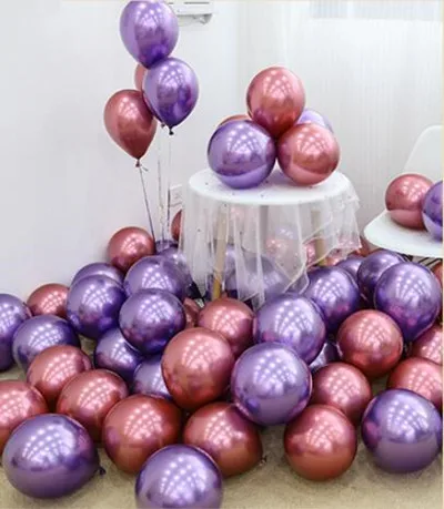 purple rose red 50 шт. хромированные золотые шары Мигающие металлические шары толстые жемчужные Металлические Свадебные украшения металлические шары 10 дюймов 1,8 г - Цвет: purple rose red