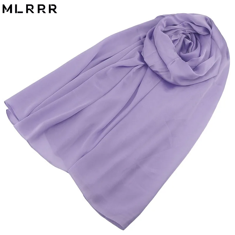 MLRRR Новый Шелковый однотонный длинный женский шарф| |