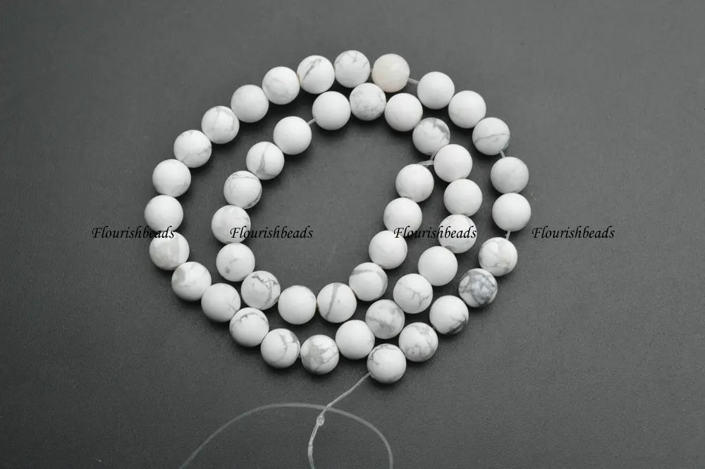 

4mm~12mm Matte Natural White Howlite Stone Round Loose Beads Jewelry Making Supplies