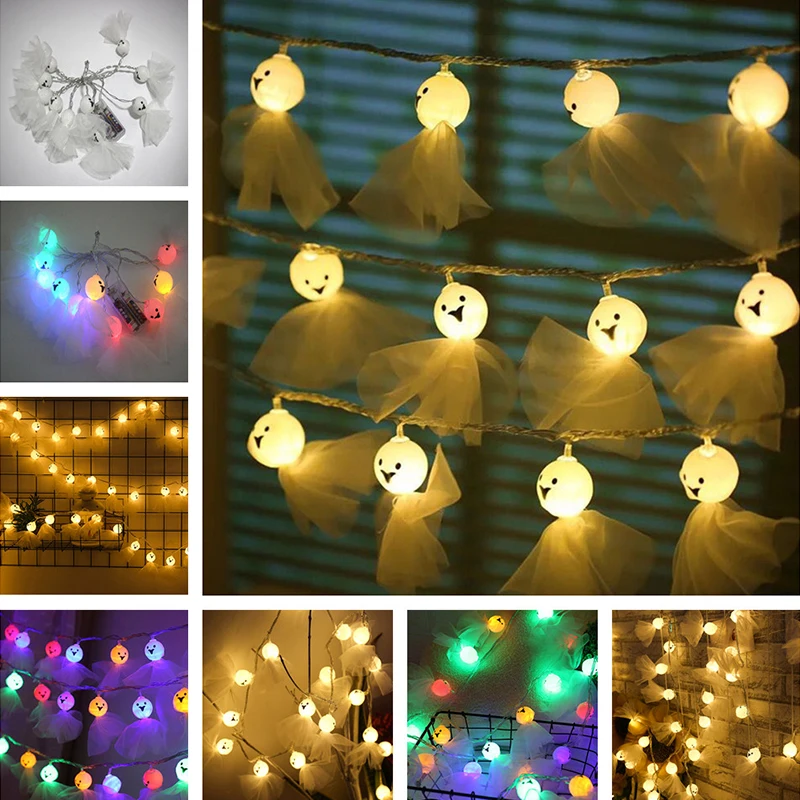 1.5M 10LED Halloween Ghost String Lights Lamp Fairy Flexible Doll Multicolor Warm White Garden Night Ligh Home Decoration | Дом и сад