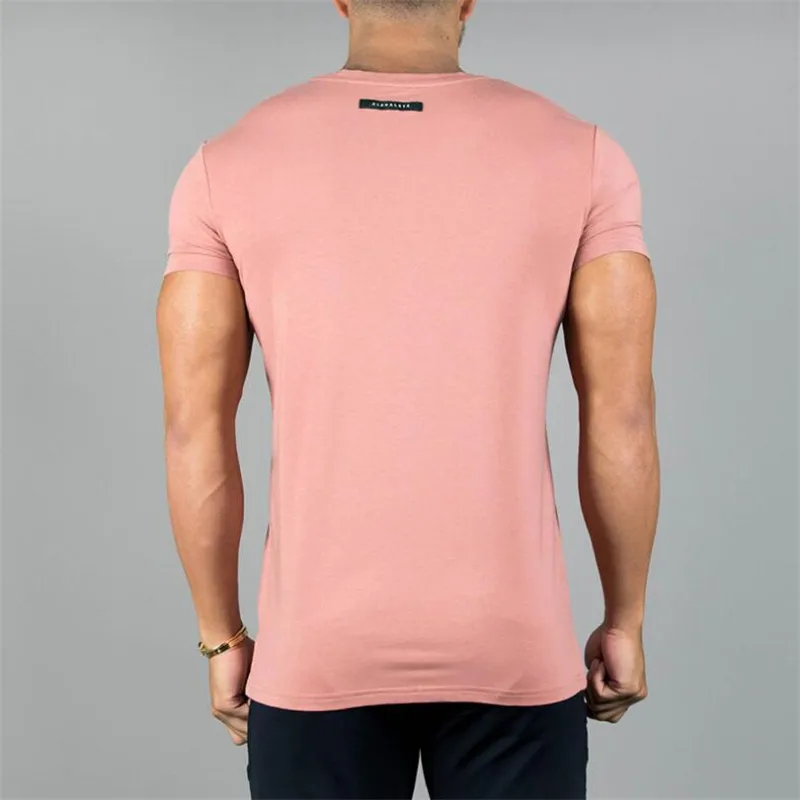 ALPHALETE, Мужская футболка с коротким рукавом для тренажерного зала, для фитнеса, бодибилдинга, тонкие рубашки, одежда, модные повседневные однотонные футболки с круглым вырезом