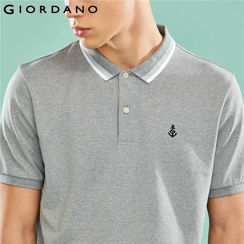 Giordano футболка Polo slim fit с короткими рукавами, с вышивкой якоря на груди, имеет несколько цветовых решений, а так же размеров
