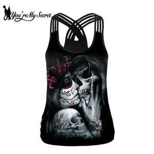 Женская майка с цифровым принтом ты мой секрет, летняя майка на бретелях в готическом стиле с изображением черепа для девушек, сексуальный жилет с открытой спиной, 2021