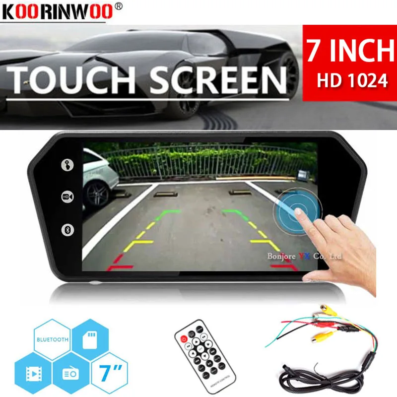 Koorinwoo 7 &quotLCD MP5 Bluetooth зеркало заднего вида монитор сенсорный экран HD 1024x600 проводник