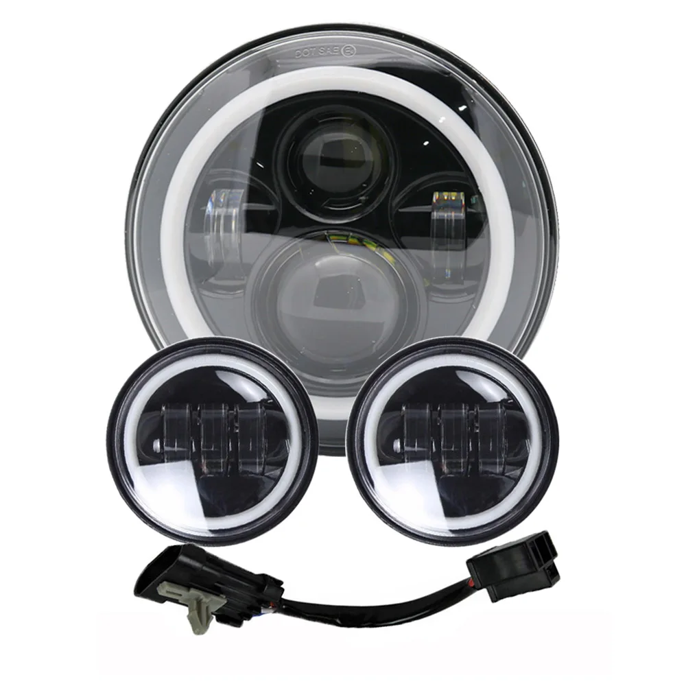 Black light set Мотоциклетный " светодиодный головной светильник с DRL поворотным сигналом Halo+ 4,5" противотуманный светильник, светильник s для Heritage For Softail Classic - Цвет: Black light set
