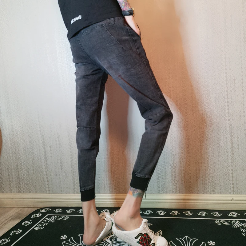 Spiritual Guy Jeans man fall nine-point foot pants network red with male beggar broken hole | Мужская одежда