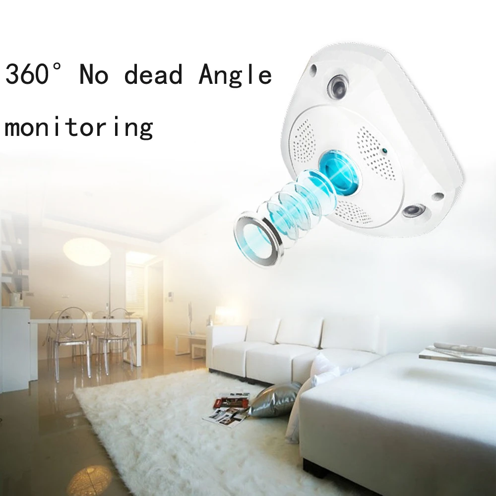 Podofo 960P H2.64 VR Беспроводная ip камера рыбий глаз 360 панорамная 3D HD ночное видение Wi Fi