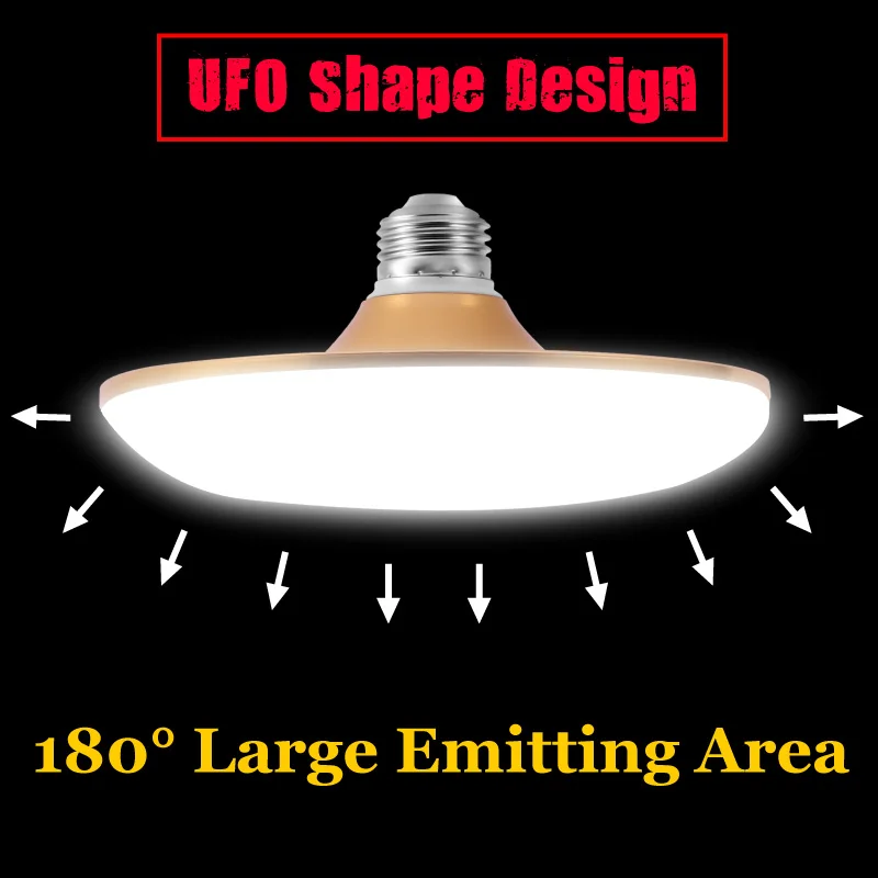 Белая светодиодная лампа E27 20W 40W 50W 60W экономия энергии UFO Bombillas освещение дома холодный 6500K высокая яркость включена.