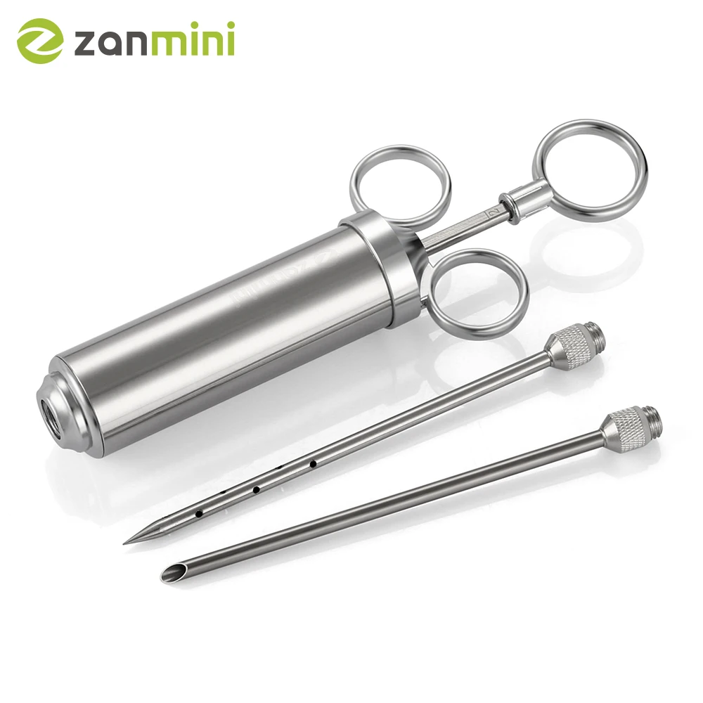 Шприц Zanmini для маринада инжектор мяса барбекю 2 иглы из нержавеющей стали|Шприц