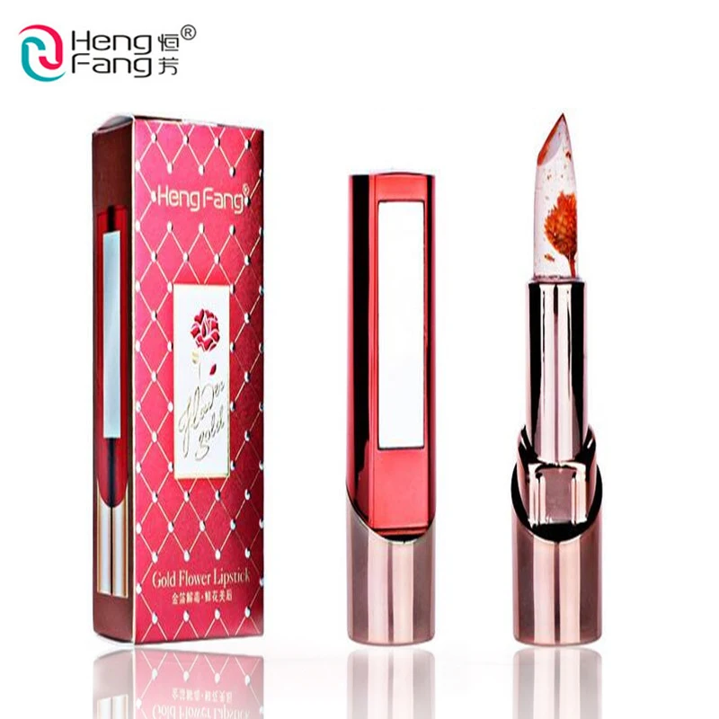Heng Fang прозрачная помада Золотая фольга цветок желе волшебный блеск для губ