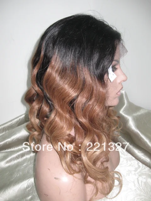 100% brazilian remy body wavy full lace wigs three colored #1b/#30/#27 ombre 130% density. with DHL free shipping |