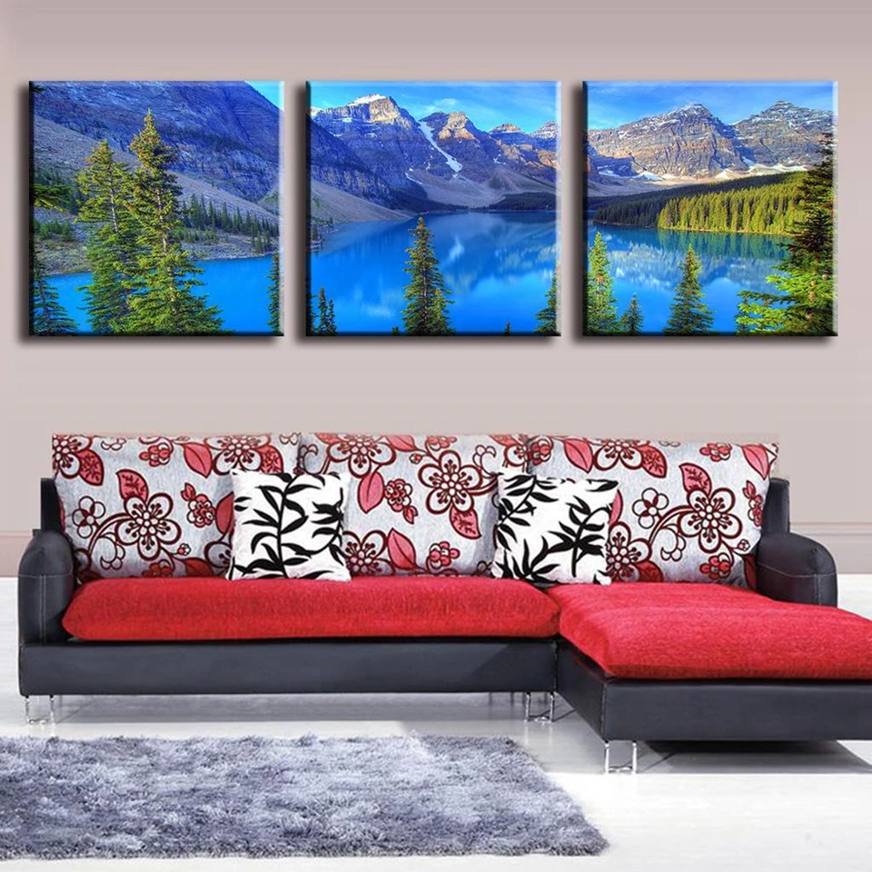 Настенная картина современный холст рама декор для гостиной 3 шт. Альпы горы
