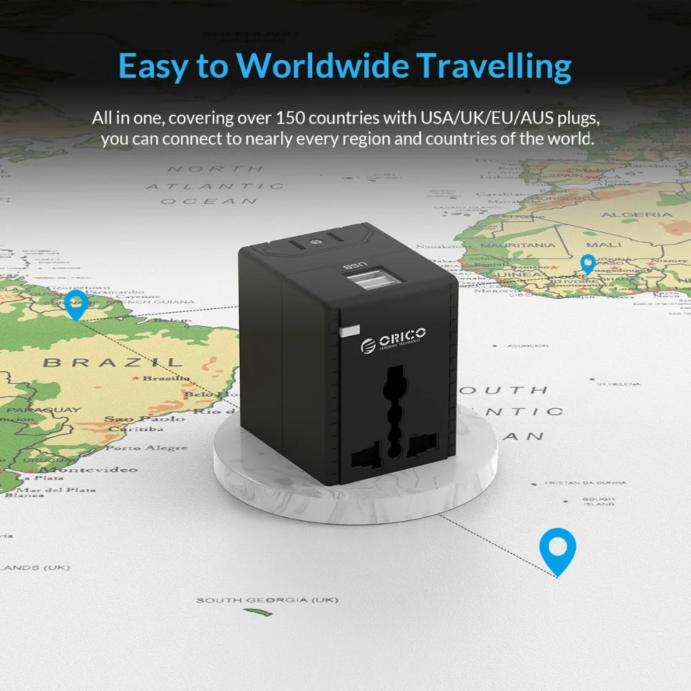 ORICO Всемирное зарядное устройство 2 порта USB универсальный адаптер питания