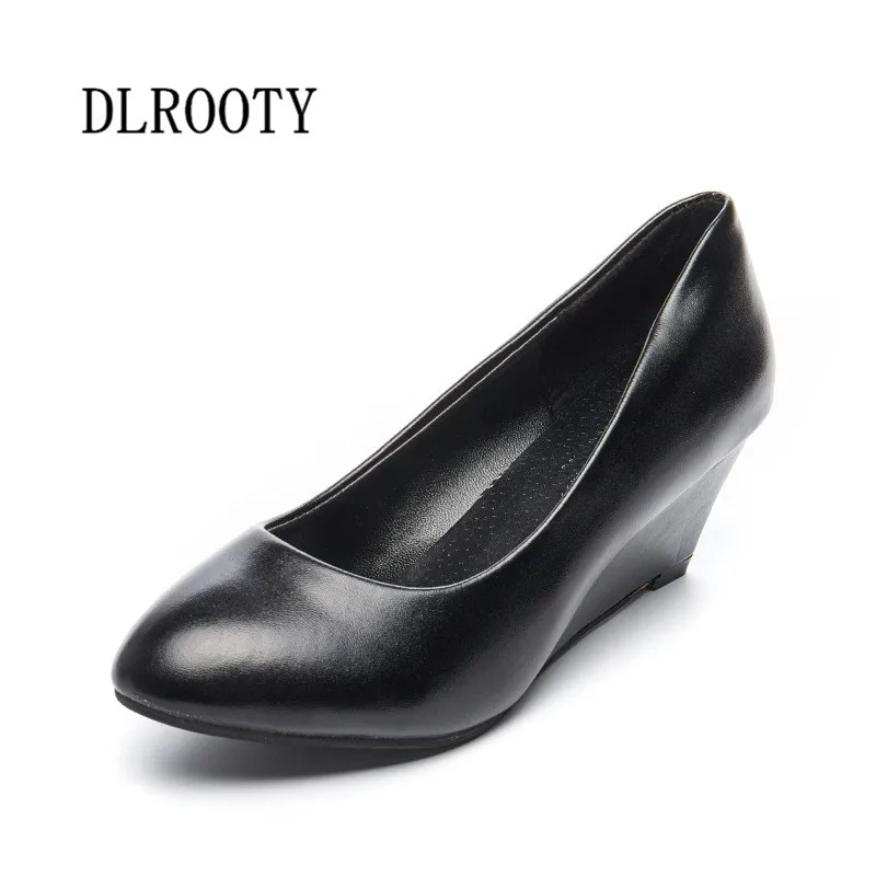 

Women Pumps High Heels Shoes 5 CM Wedges Shallow Summer Fashion Increased Internal Sweet Work Platform Work Casual Solid