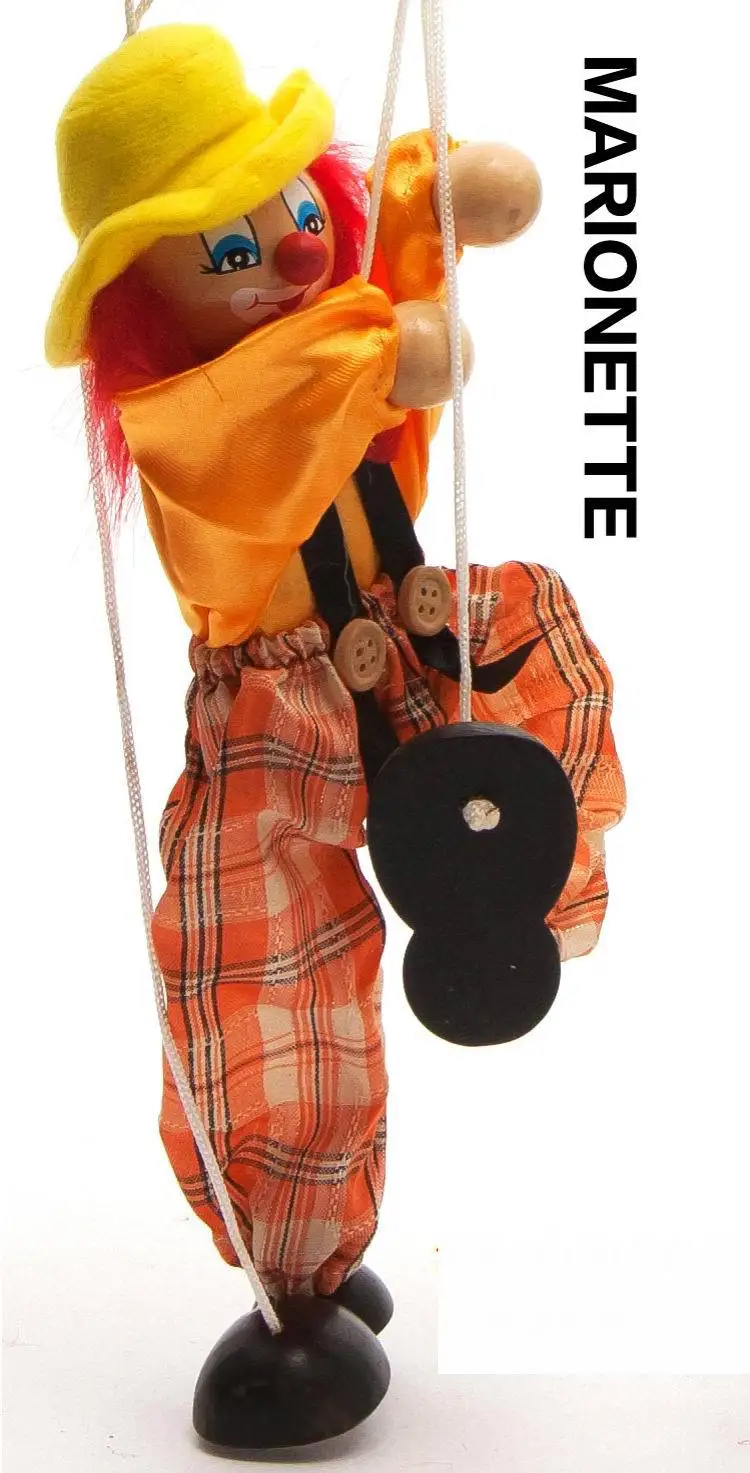 

2pcs/lot baby wooden clown marionette toys/ kids children Christmas gifts/ story tell shadow puppet plush doll , Free shipping