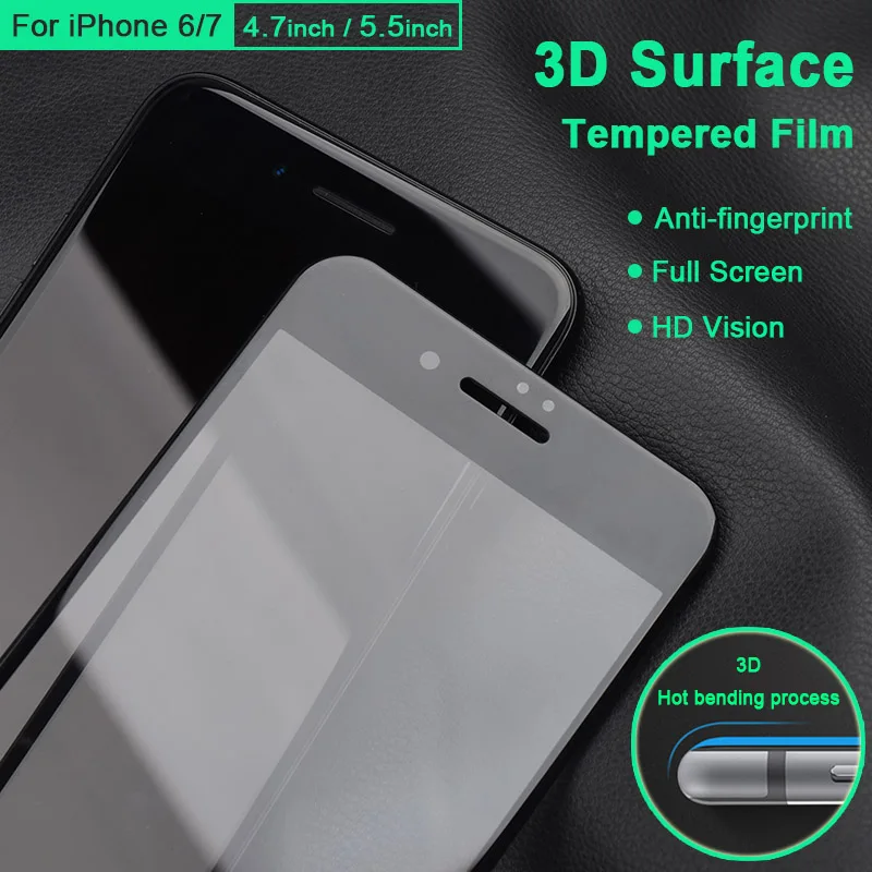 3D Изогнутые поверхности полное покрытие Экран закаленное стекло Плёнки для iPhone 6