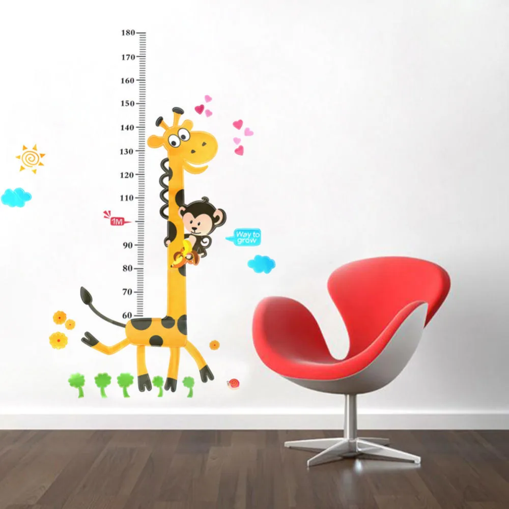 Детские наклейки на стену с рисунком жирафа изображением героев из мультфильмов