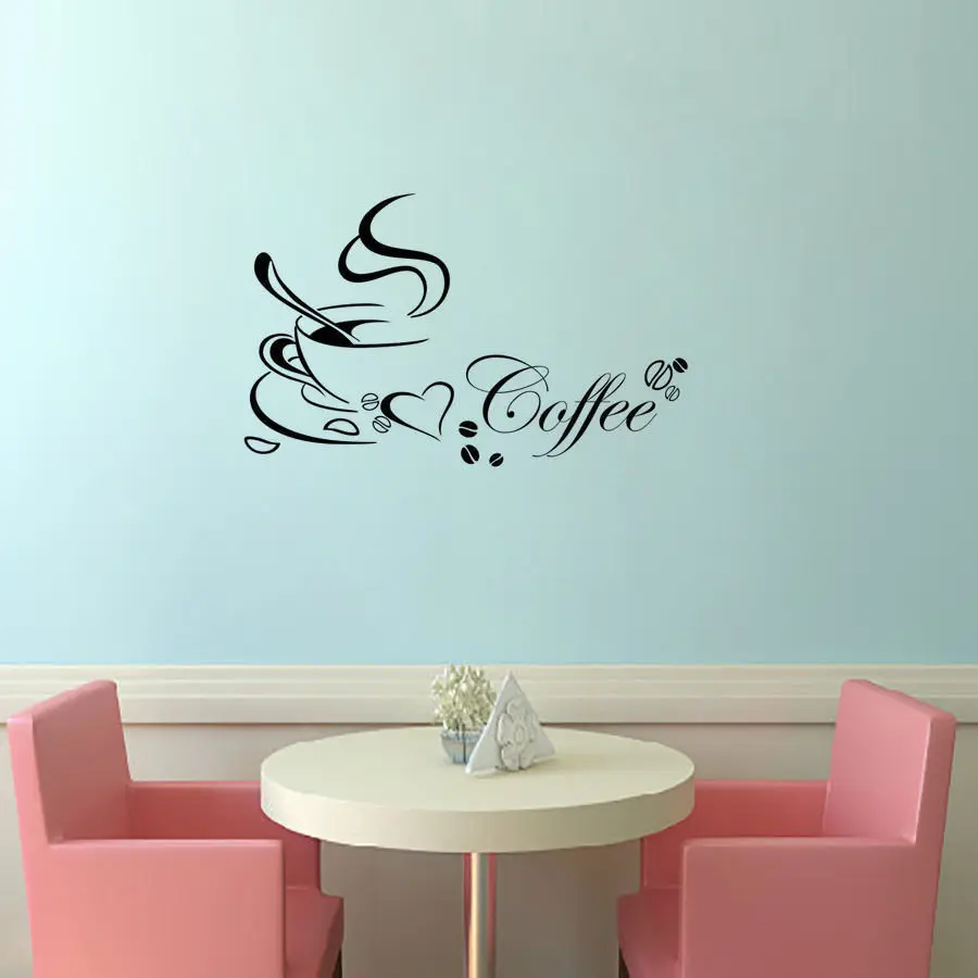 Съемный кухонный Декор кофейная чашка сердце домашняя Наклейка виниловая
