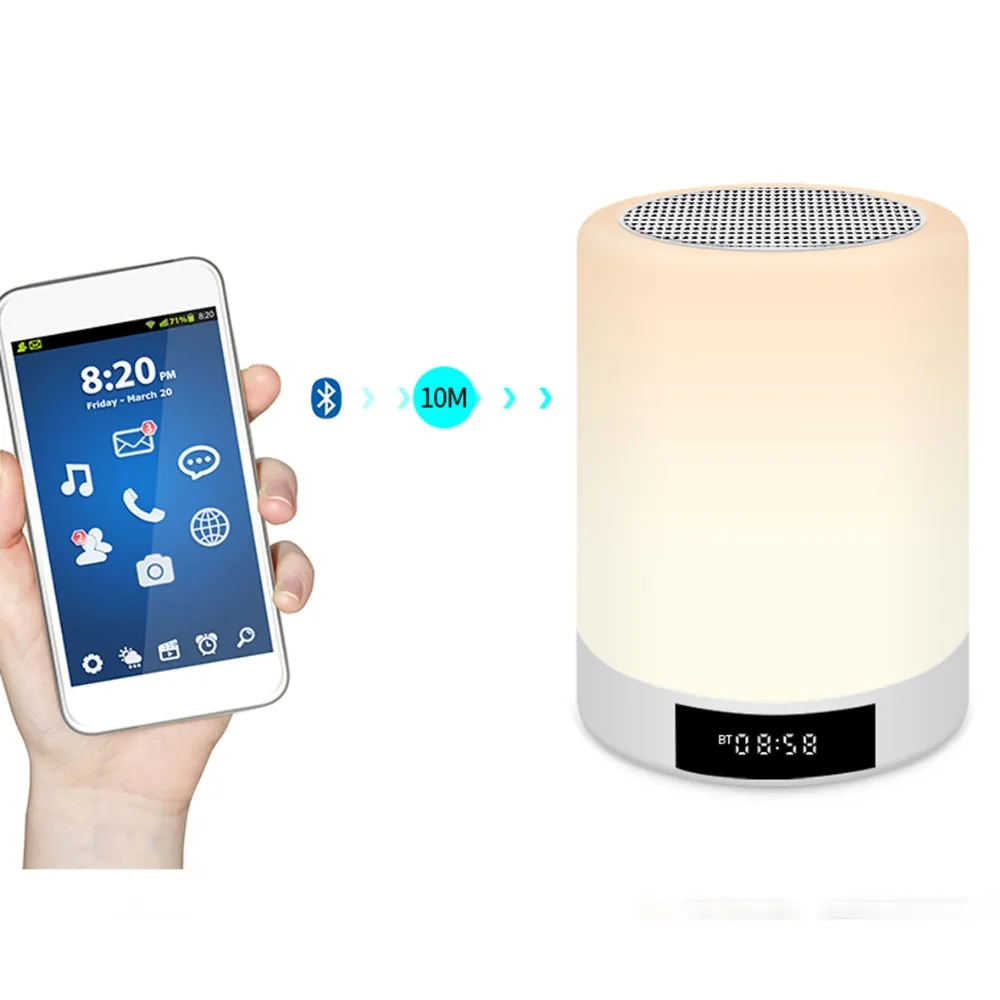 Bluetooth колонка сенсорный светильник Ник светодиодный RGB динамик часы FM радио 4 2