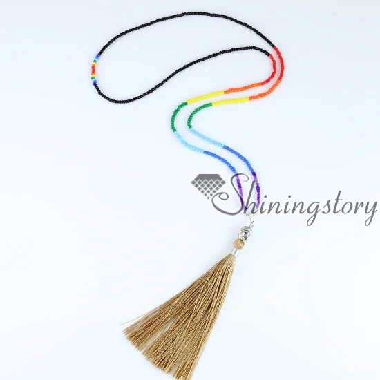 

chakra necklace buddha jewelry long tassel necklace yoga necklace 7 chakra healing jewelry