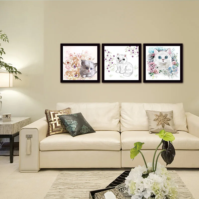 Акварель Минималистский Kawaii Животные Кошки Печать на Холсте Афиша Nordic Уолл