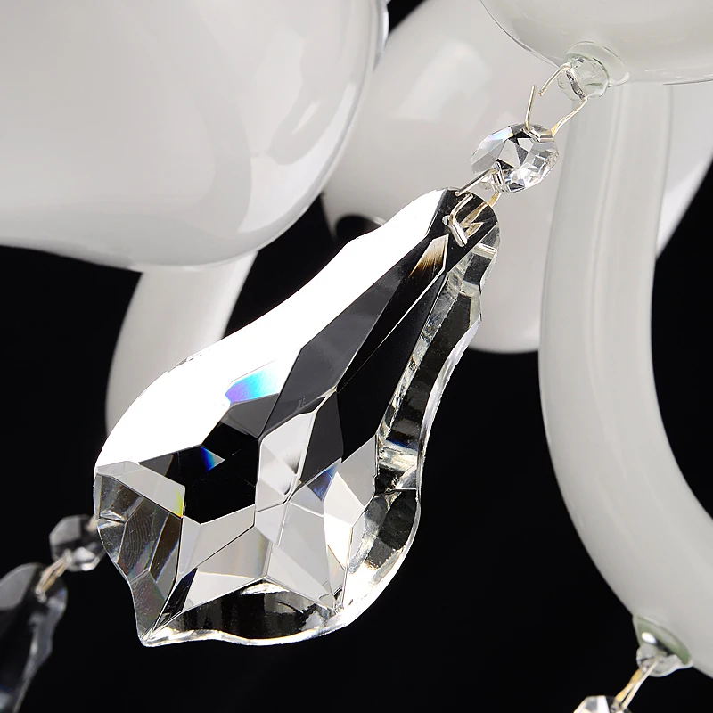 Modern Art Deco Chandelier Milky White Color Hanging Lamp Living Room Candle Lamps Luxury Crystal | Освещение