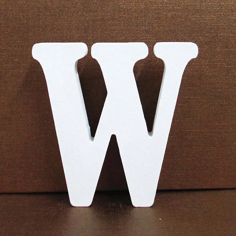 W 1pc 8cm 0-9 A-Z Free Standing White Wooden Numbers Letters Personalised Word Name Design Creative Art Craft Wedding Home Decor - Цвет: W