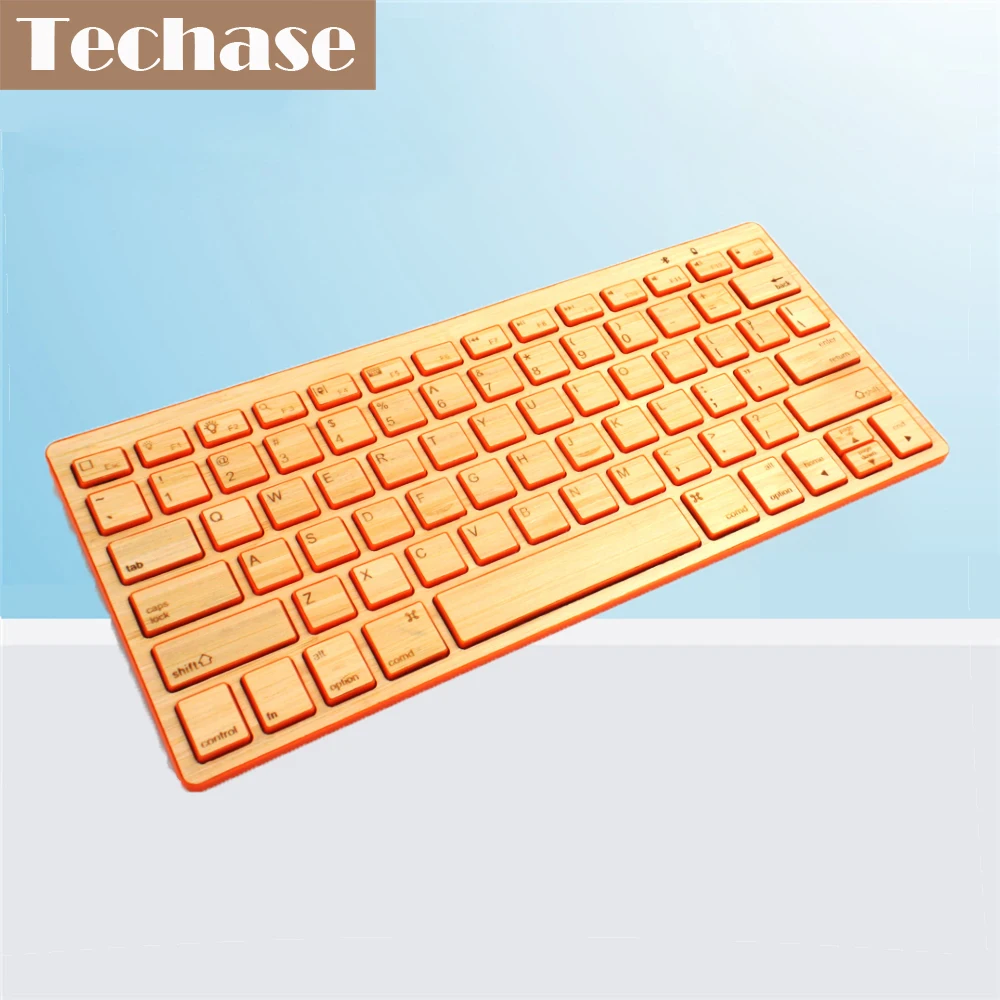 Techase Bluetooth клавиатура Bamboo беспроводной мини Teclado тонкий игровой Sem Fio деревянный