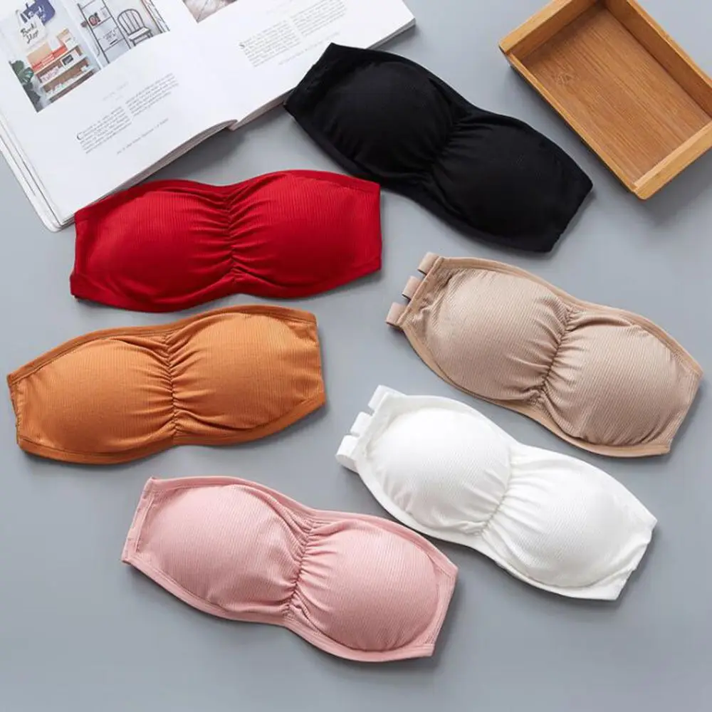 Женские бюстгальтеры без бретелек с милым подкладом бесшовный эластичный