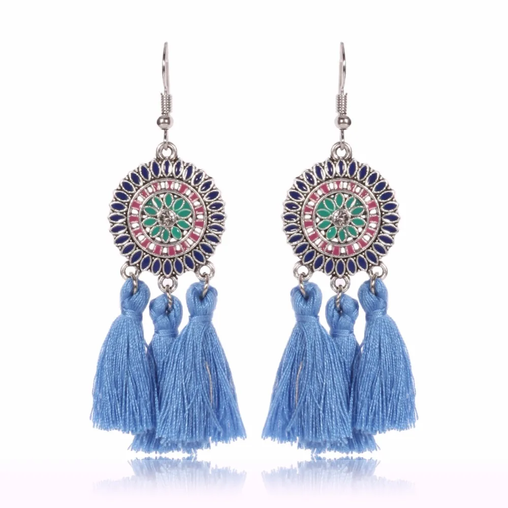 Летние новые стильные винтажные масляные длинные серьги с бахромой и перьями для