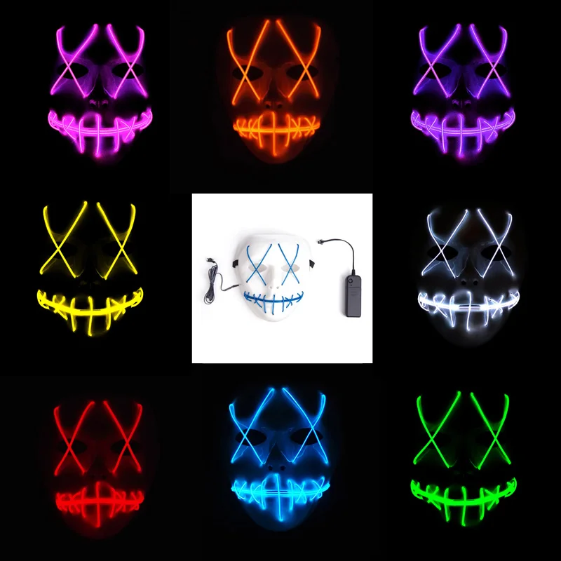 8 Вариант цвета el Провода маска мигает Косплэй LED Full Уход за кожей лица Маска