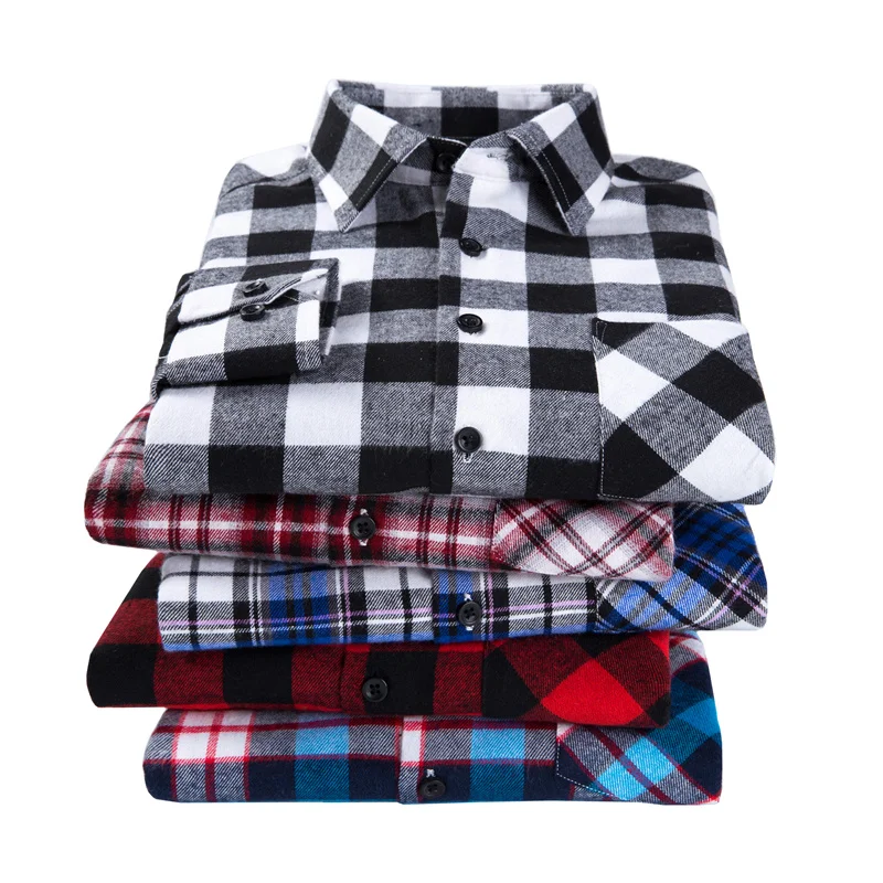 Plus Size 6XL 2019 Spring Men's Plaid Flannel Shirt Comfortable Slim Fit Male Business Casual Long-sleeved Shirts | Мужская одежда