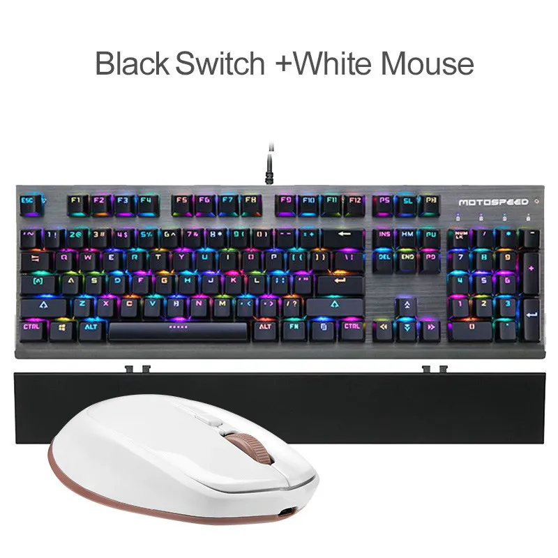 Motospeed игровые механические клавиатуры-мышь Combo RGB Kybs Bluetooth мышь многоцветный с коробкой - Цвет: black and white