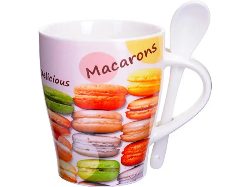 Mug LORAINE MACARONS 340 ml with spoon | Дом и сад