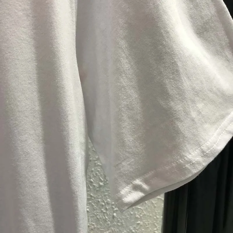 19SS AW новая футболка для вещей с черным принтом шрифтов мужчин и женщин хлопковые