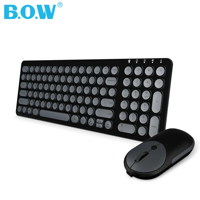 B.O.W 96 клавиш USB Беспроводная мышь клавиатура менее шумная и комбо для ПК